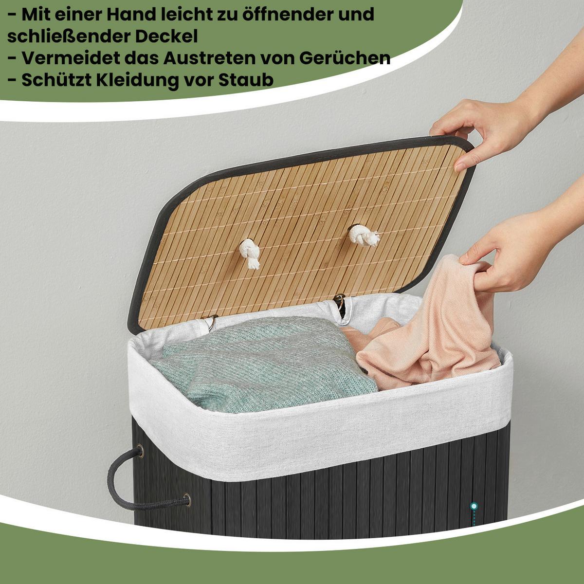 Wäschekorb Schwarz B: 40 Cm - Schwarz, Basics, Naturmaterialien/Holzwerkstoff (40/60/30cm)