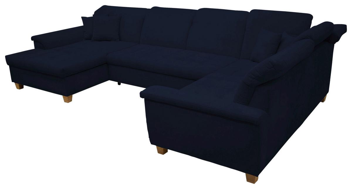 Wohnlandschaft Franzi Mit Schlaffunktion Blau - Eichefarben/Dunkelblau, KONVENTIONELL, Textil (170/352/214cm) - MID.YOU