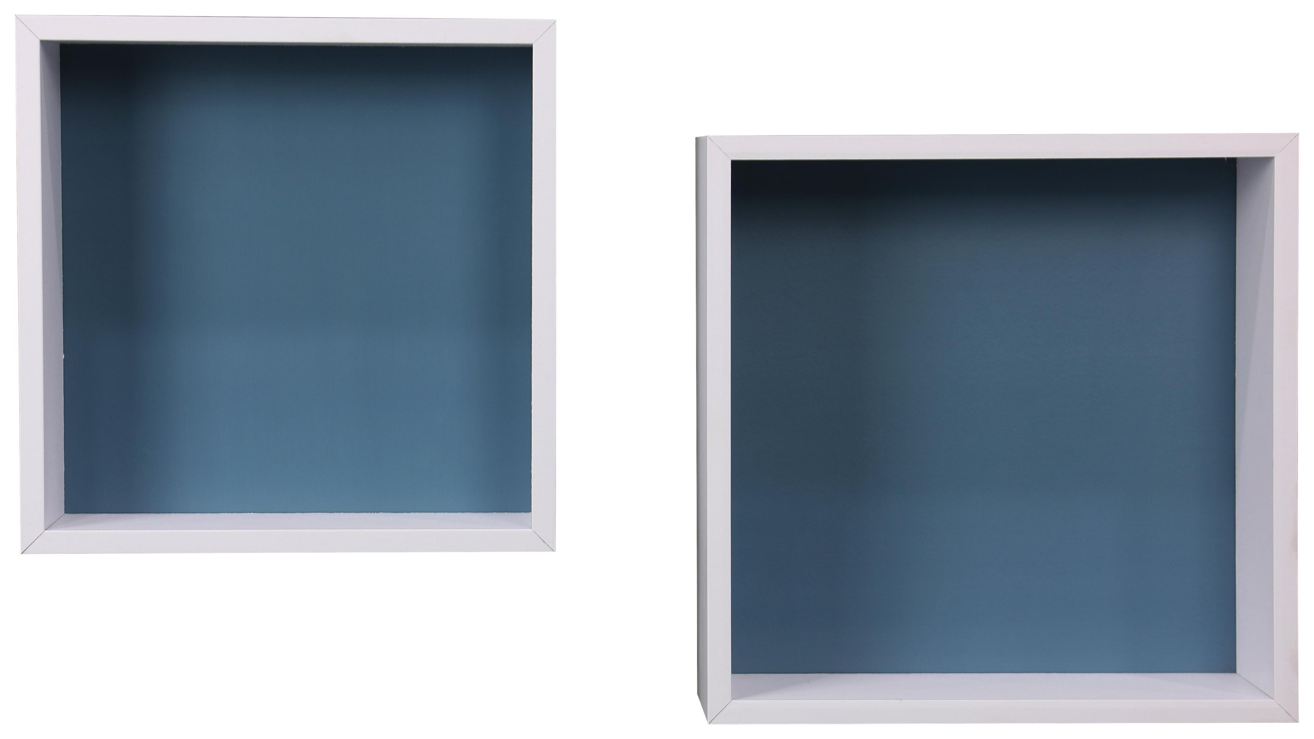 Wandregal Sally B422039-16 - Blau/Weiß, MODERN, Holzwerkstoff (30/30/12cm)