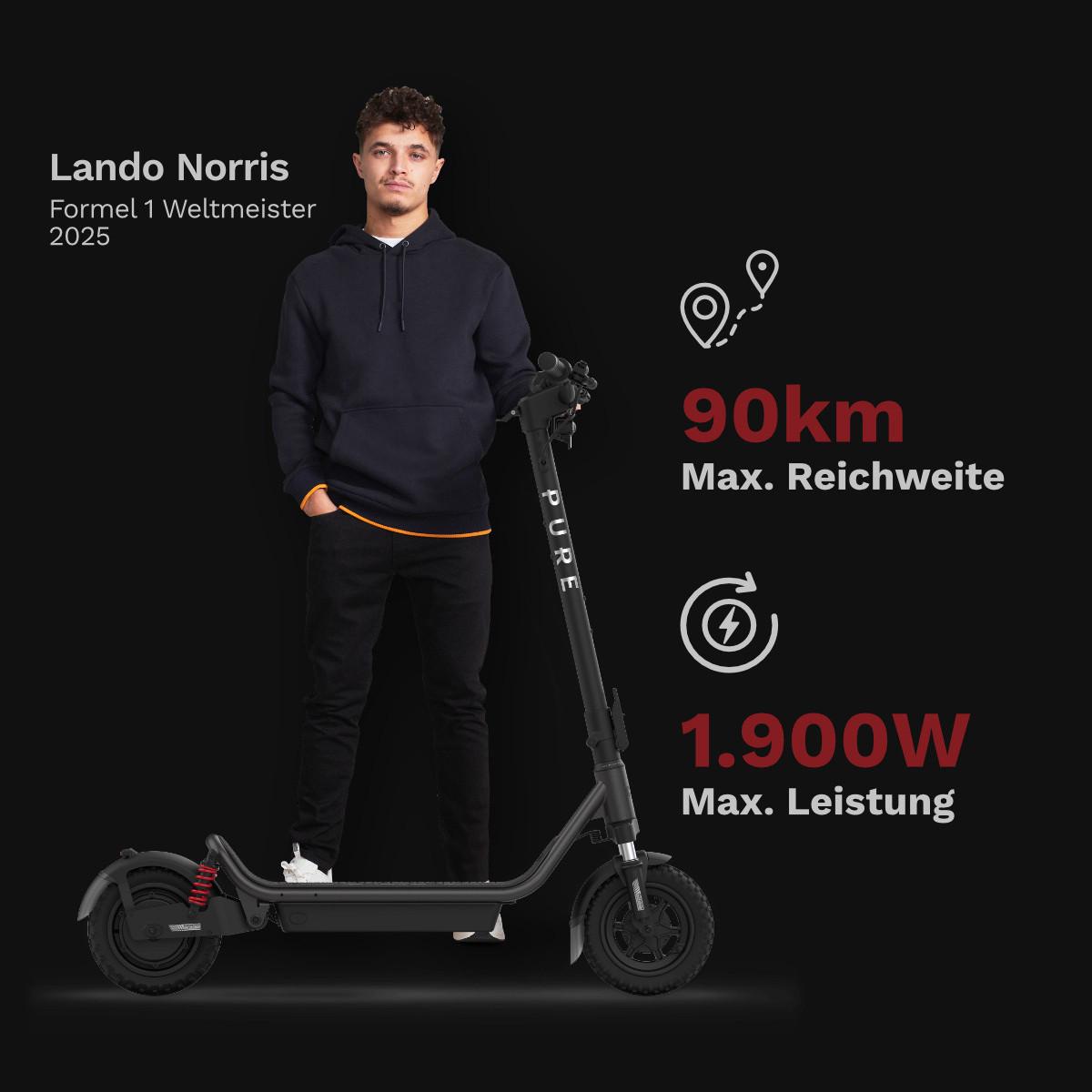 Elektroscooter, CS-PURE-AIR6-U MS-MG, - Schwarz, Basics, Metall (69/120/123cm)