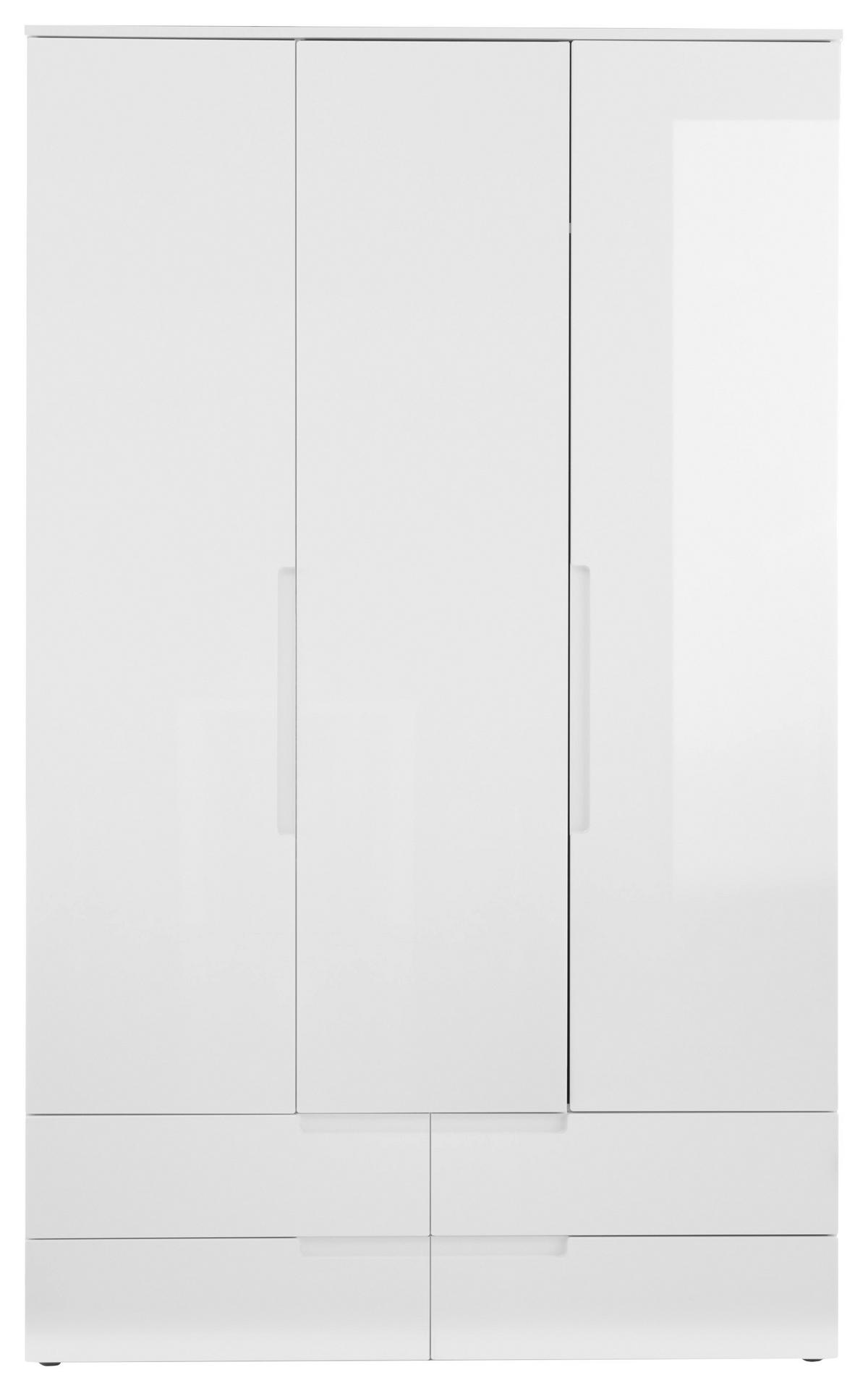 Drehtürenschrank +schubladen B: 126 Cm Spice, Weiß - Weiß Hochglanz/Eichefarben, MODERN (126/208/57cm) - MID.YOU