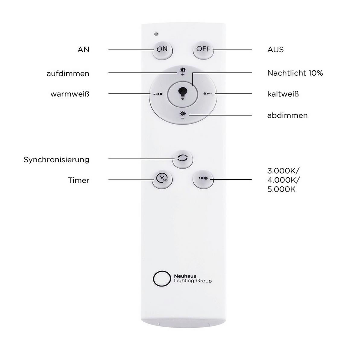 LED-Deckenleuchte Jonas Ø 41,6 cm mit Farbtemperaturwechsler - Weiß, KONVENTIONELL, Kunststoff/Metall (41,6/16cm)