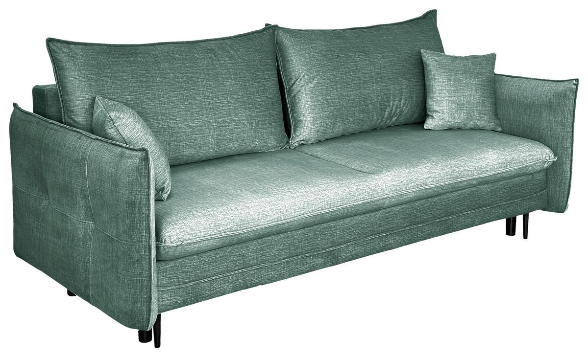 Schlafsofa Melody - Schwarz/Mintgrün, Design, Textil (216/96/102cm) - MID.YOU