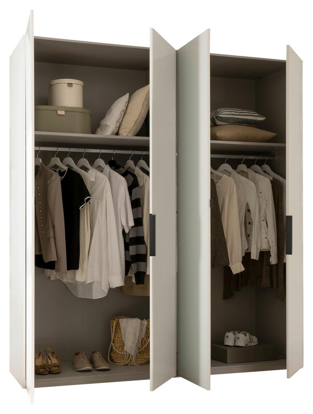Drehtürenschrank 200 Cm Laar Weiß/weißglas - Weiß, MODERN, Holzwerkstoff (200/216/58cm) - MID.YOU