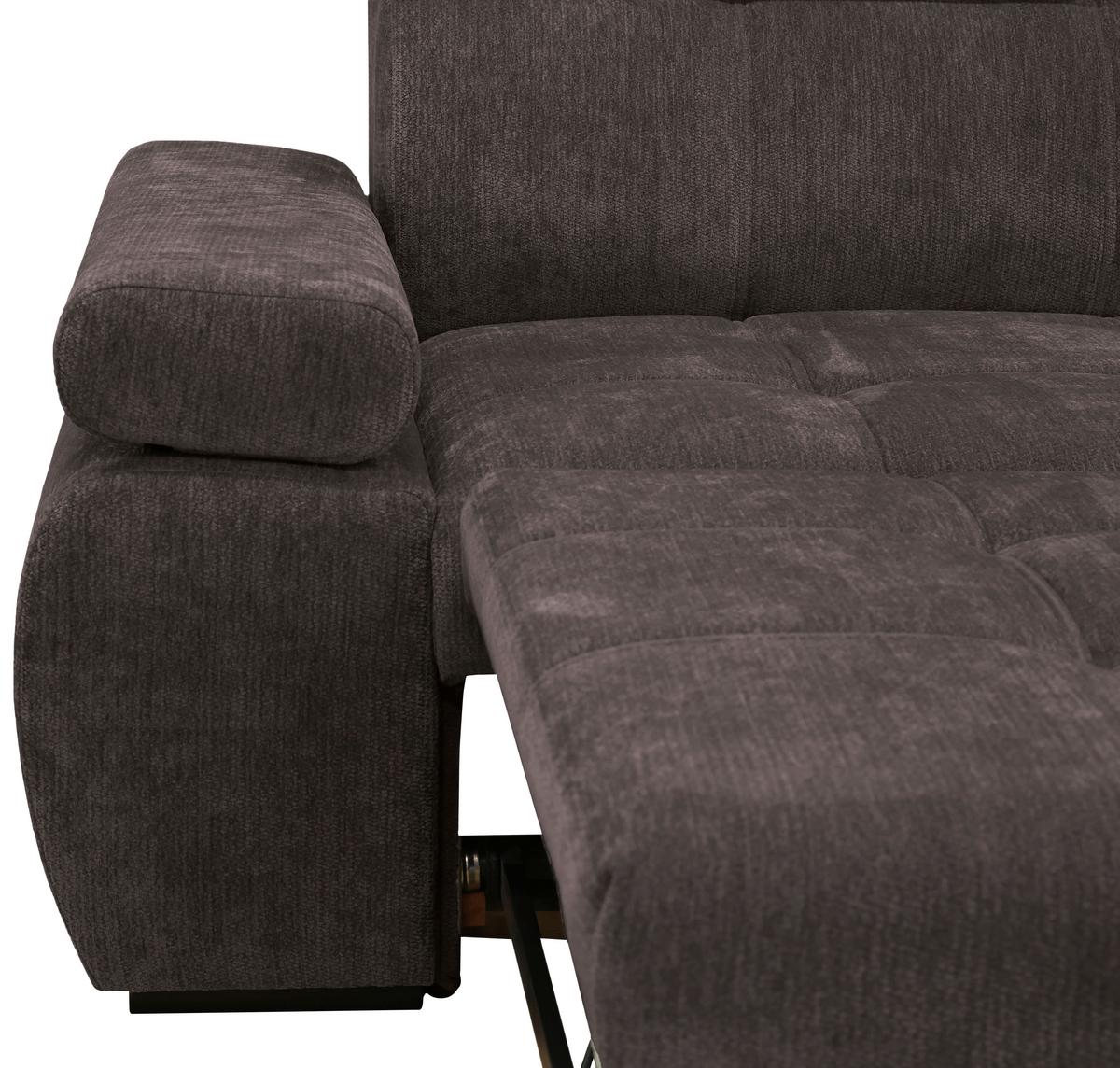 Rohová sedačka VEGAS, pravá, tmavě hnědá žinylka - tmavě hnědá/černá, Design, dřevo/textil (294/173cm)
