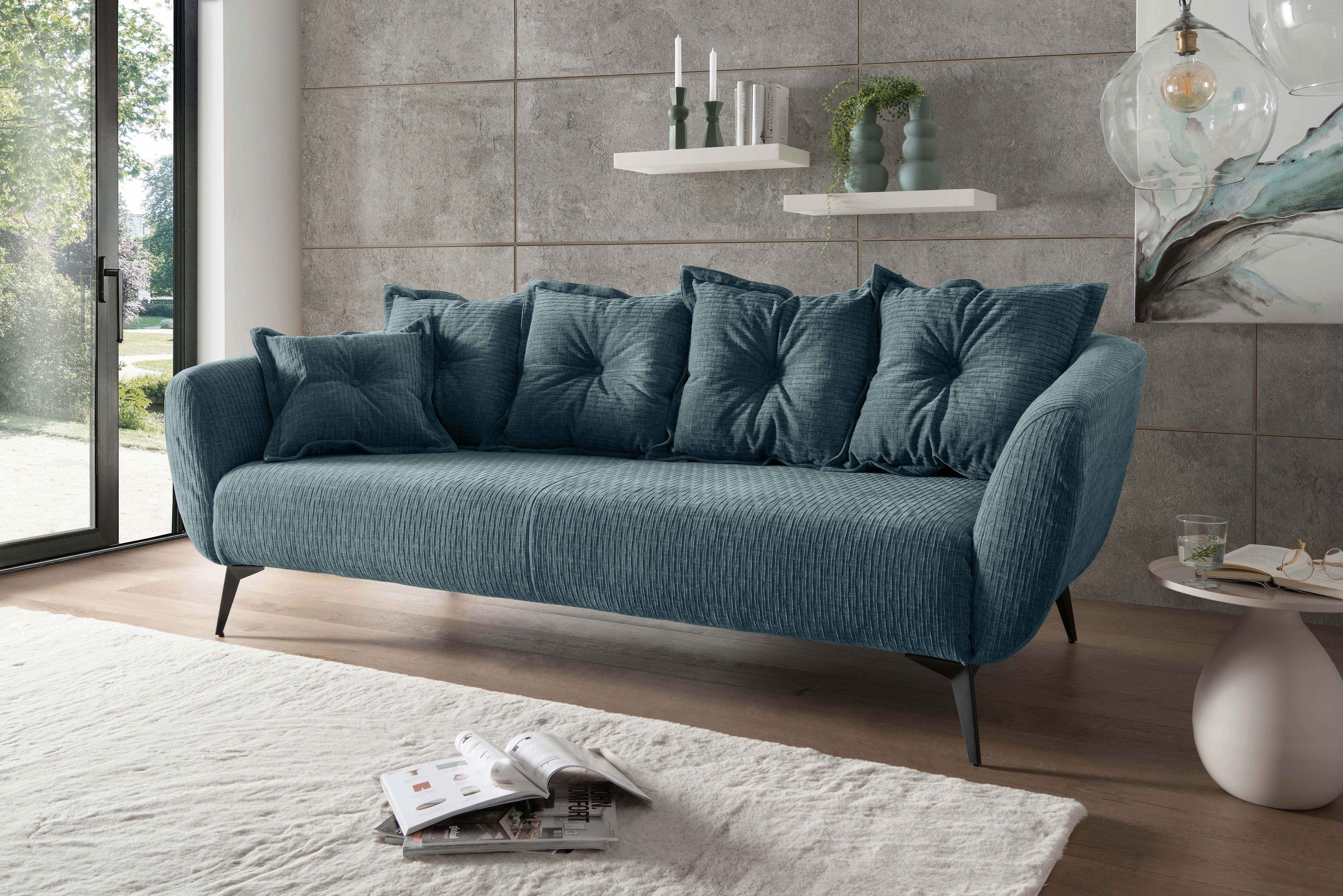 3-Sitzer-Sofa Baggio Blau B: 236 cm - Blau/Schwarz, MODERN, Textil (236/94/103cm) - Livetastic