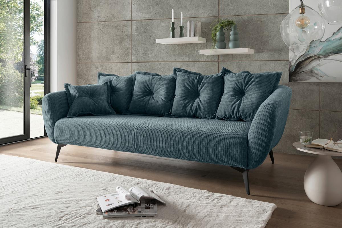 3-Sitzer-Sofa Baggio Blau B: 236 cm - Blau/Schwarz, MODERN, Textil (236/94/103cm) - Livetastic