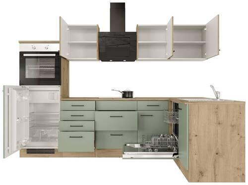 Eckküche Cara Eiche Artisan/grün S:280x170cm - Eiche Artisan/Grün, KONVENTIONELL, Holzwerkstoff (280/170cm) - FlexWell