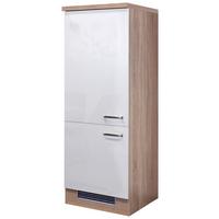 Skrinka na vstavané spotrebiče Venezia-Valero 60cm - biela s vysokým leskom/farba ušľachtilej ocele, Modern, kov/kompozitné drevo (60/161,6/57cm) - FlexWell