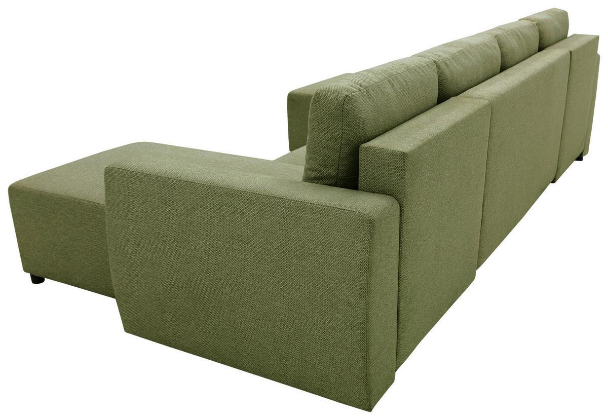 Wohnlandschaft Pharell Mit Schlaffunktion Olivgrün - Schwarz/Olivgrün, Basics, Textil (155/297/155cm) - Livetastic