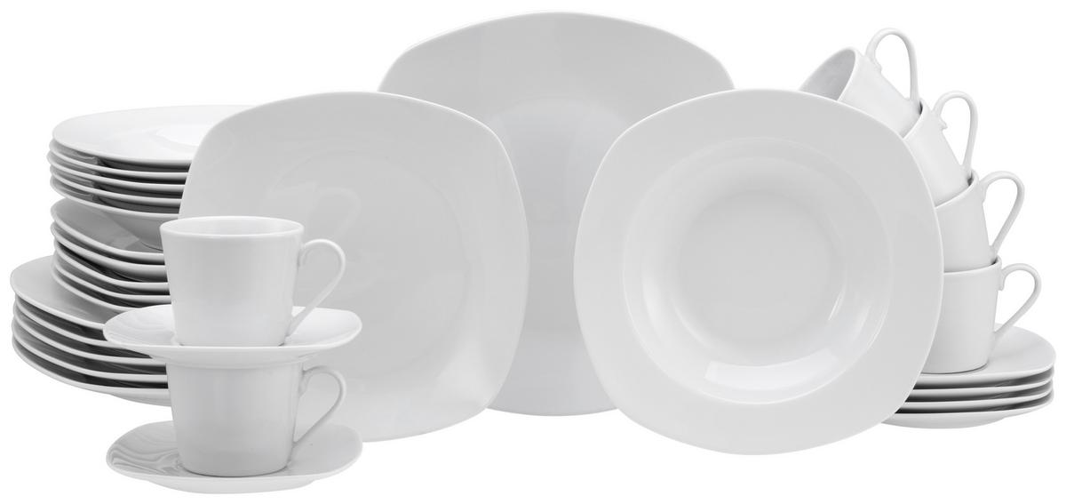 Kombinovaný servis Amelie biely, 30 dielny pre 6 osôb - biela, Basics, keramika (34,4/29,2/35cm)