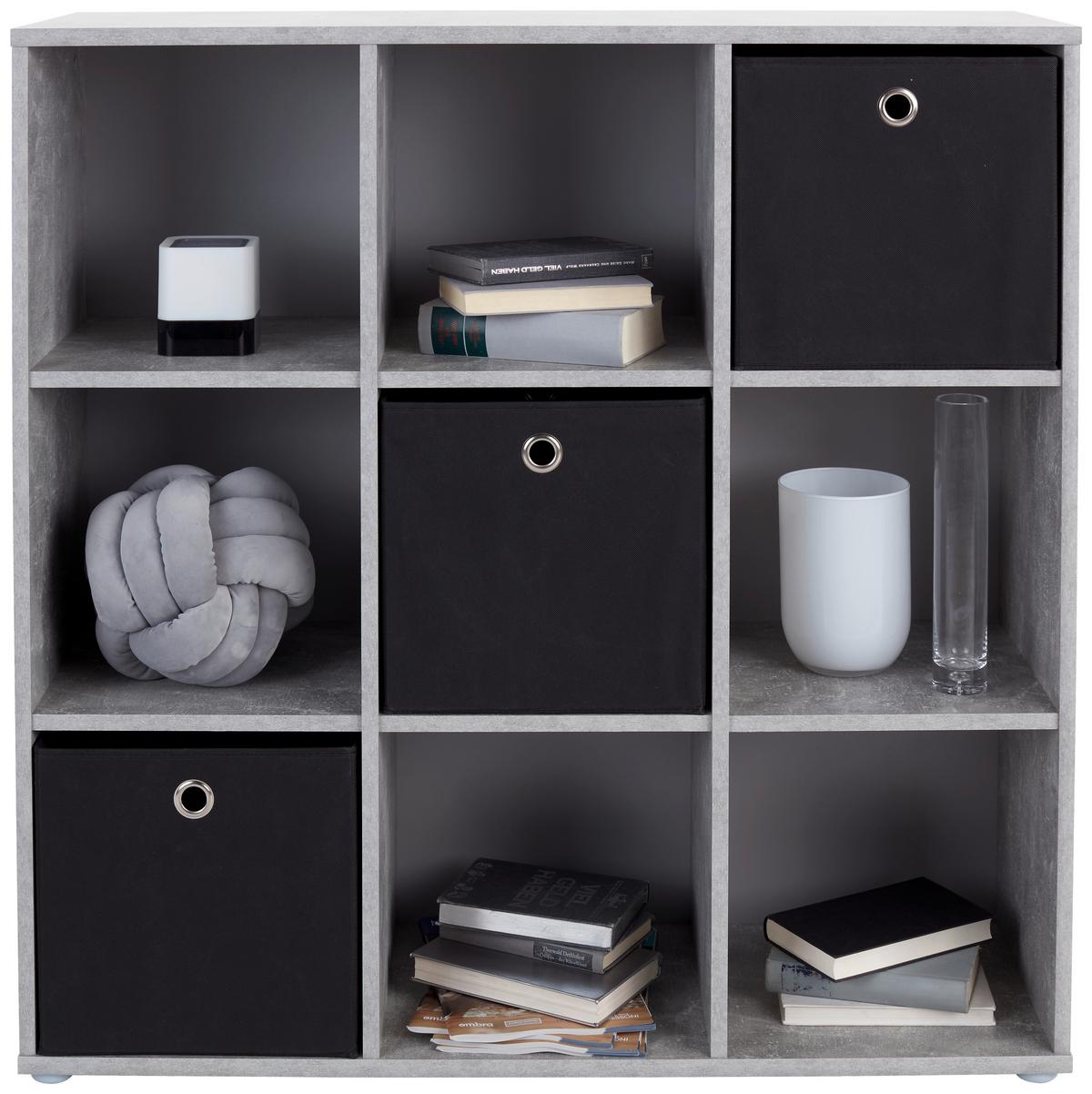Regal Carlo CLR02 B 105,5cm, Betonoptik - Grau, MODERN, Holzwerkstoff (105,5/107,3/35,5cm)