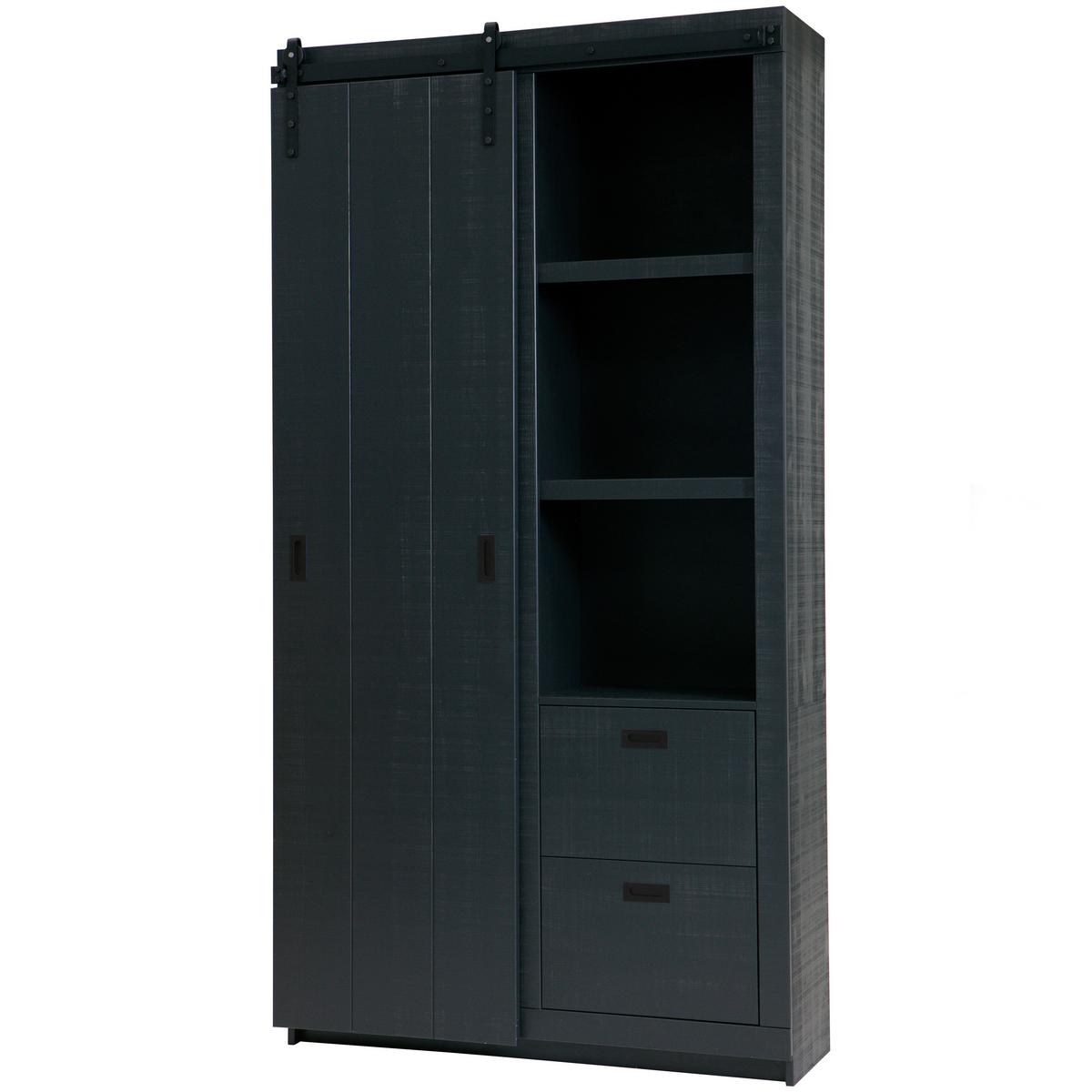Mehrzweckschrank Slide Barn Schwarz B: 122 cm - Schwarz, Design, Holz (122/230/37cm) - Livetastic