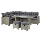 Loungegarnitur Nicole 4-Teilig inkl. Polster - Grau, MODERN, Glas/Kunststoff (193/250cm) - Luca Bessoni