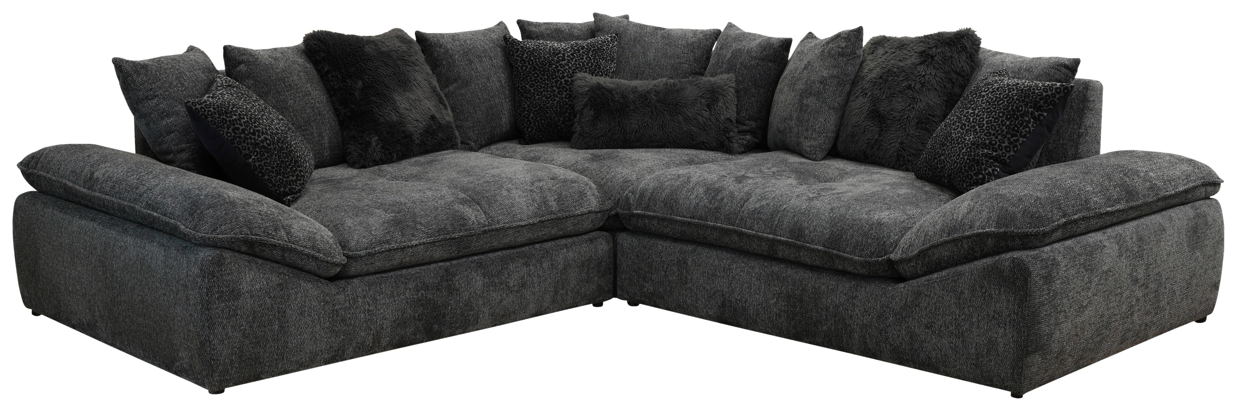 Sedačka DIUN, symetrická, antracitová, se 14 polštáři - šedá/černá, Trend, textil (278/278cm) - Luca Bessoni