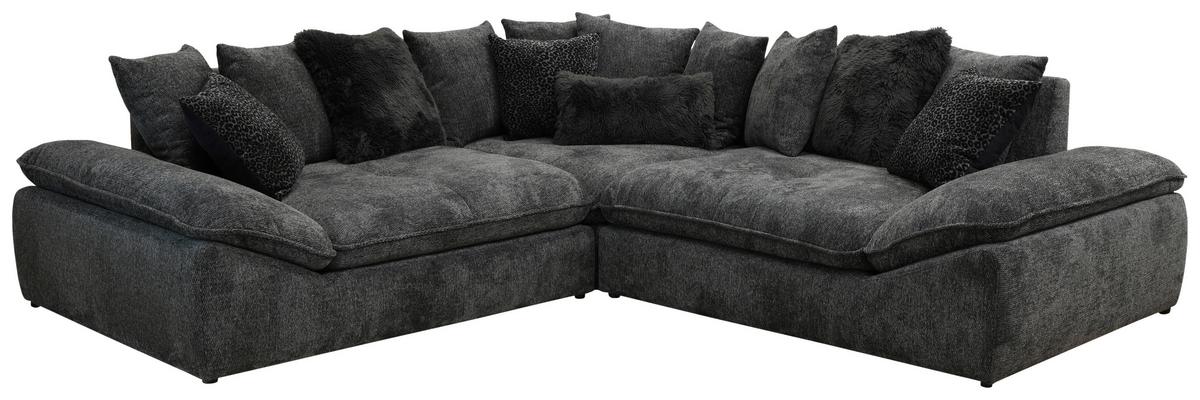 Sedačka DIUN, symetrická, antracitová, se 14 polštáři - šedá/černá, Trend, textil (278/278cm) - Luca Bessoni