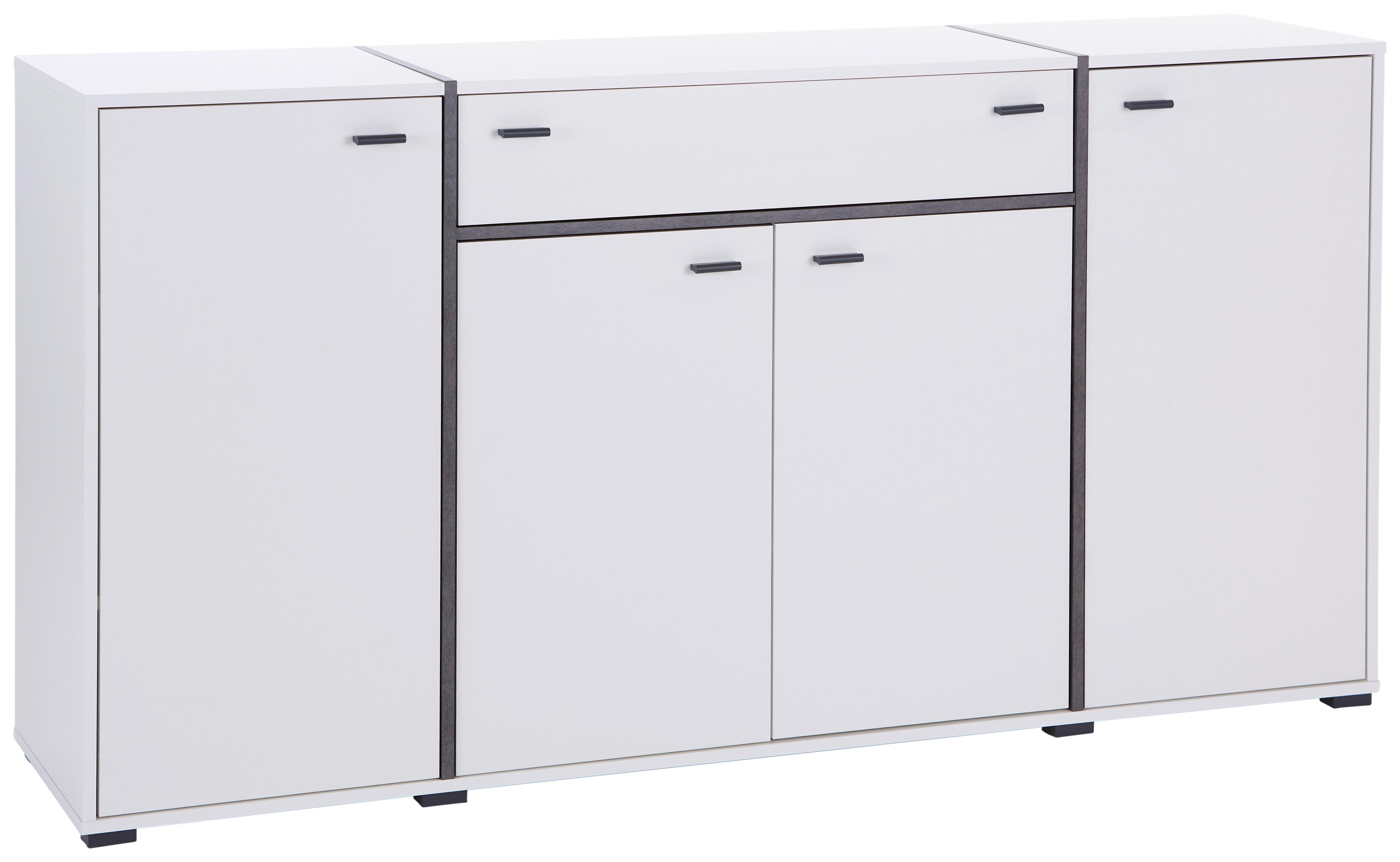 Kommode B: 187,5 cm Miri, Weiß/Betonoptik - MODERN, Holzwerkstoff (187,5/95,8/41,7cm)