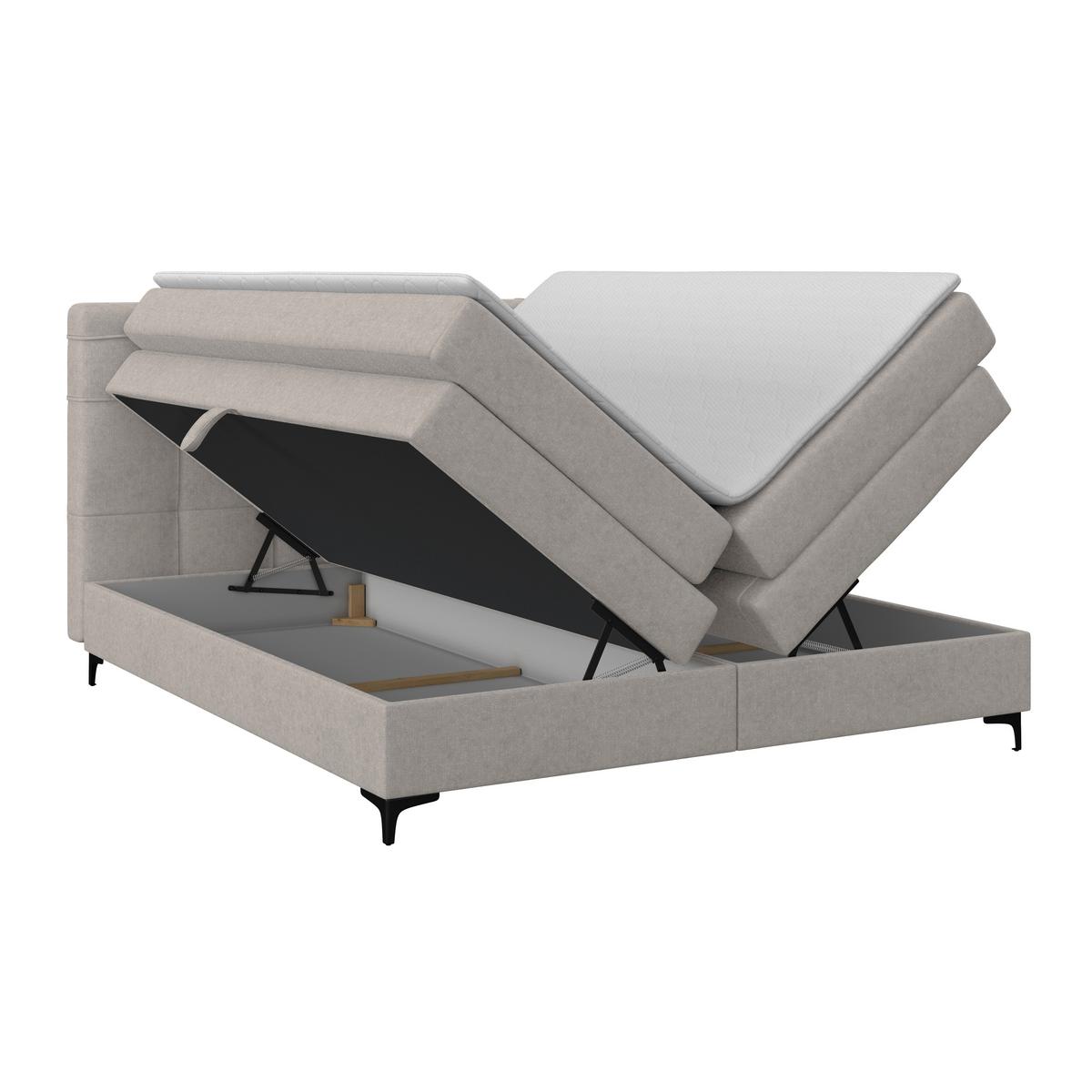 Boxspringbett MITTO Lavagrau 160x200 cm - Lavagrau/Schwarz, KONVENTIONELL, Textil/Metall (160/200cm)