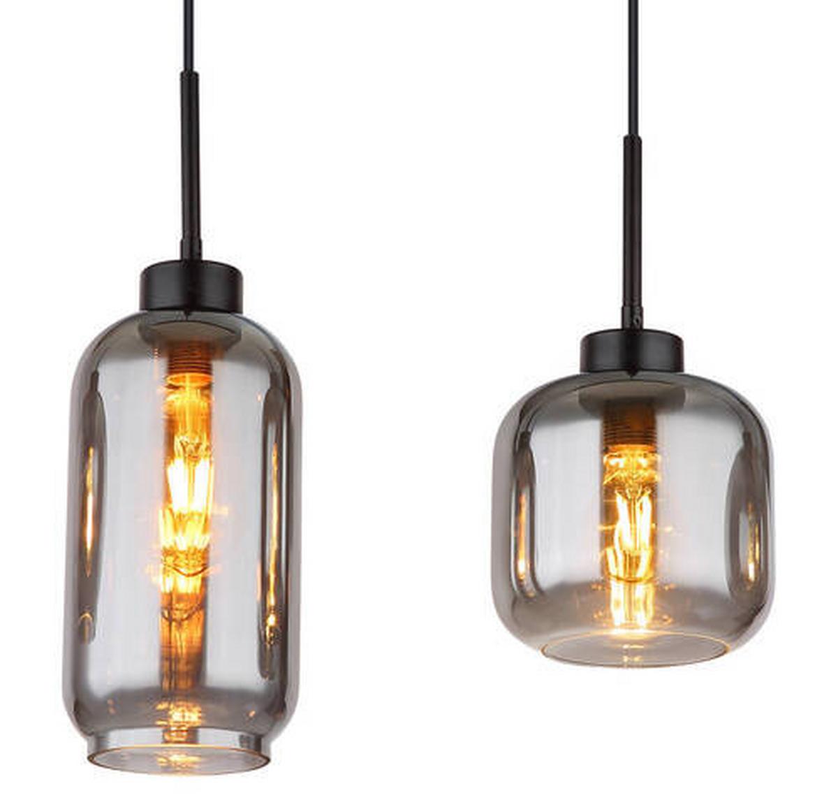 Hängeleuchte 4-Flammig Indoor - Schwarz, Design, Glas/Kunststoff (99,5/24/120cm) - Globo