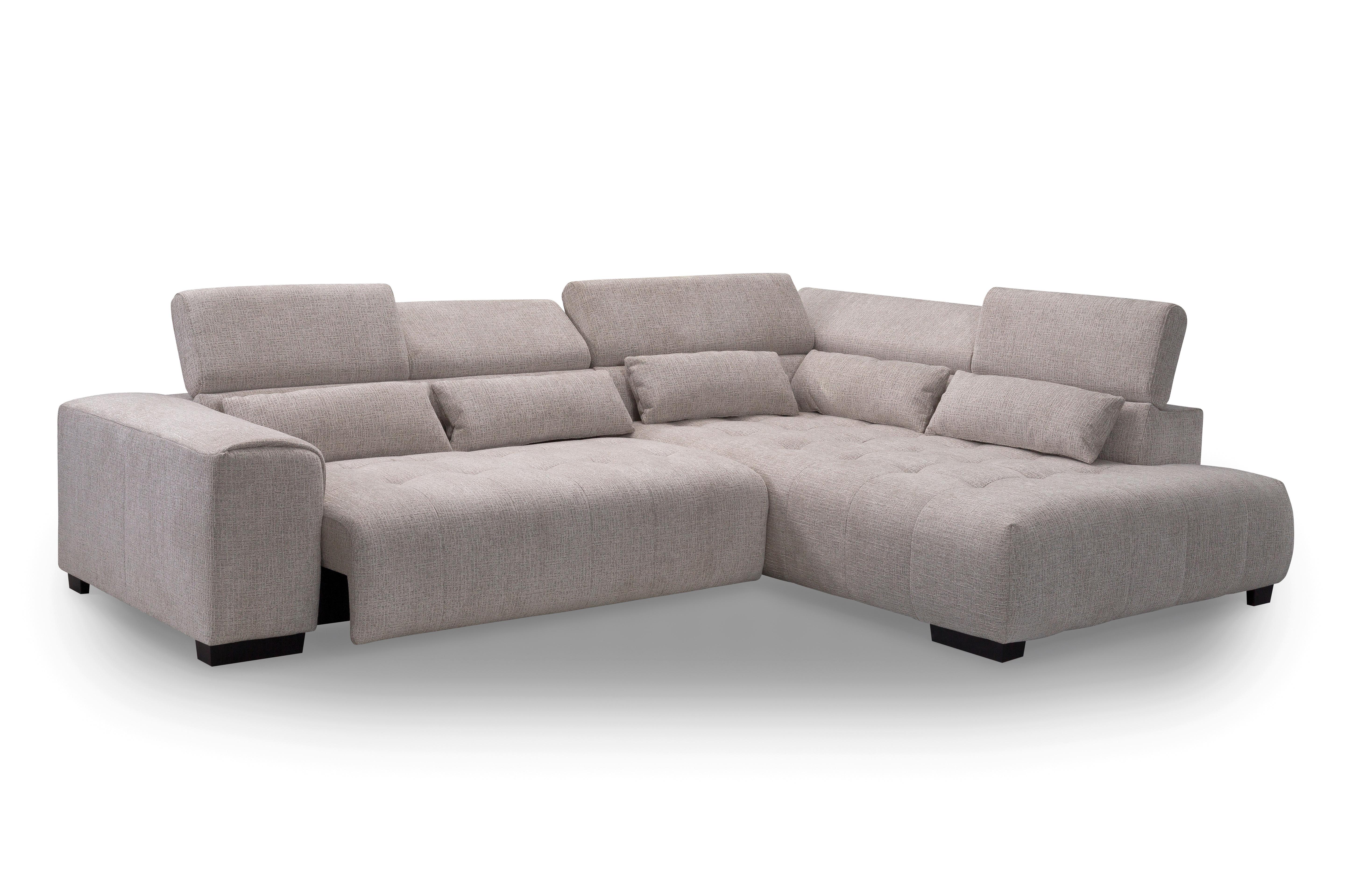Ecksofa Matera Beige/naturfarben S: 311x226cm - Beige/Schwarz, Trend, Holz/Holzwerkstoff (311/226cm)