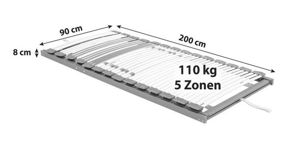 Lattenrost Leon 90x200 cm verstellbar 5 Zonen - Wengefarben/Anthrazit, KONVENTIONELL, Holz (90/200cm) - Ele