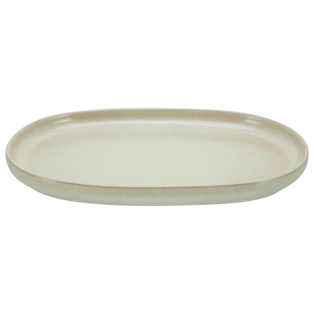 Servierplatte aus Steingut, Uno B: 33 cm, Sandfarben, oval