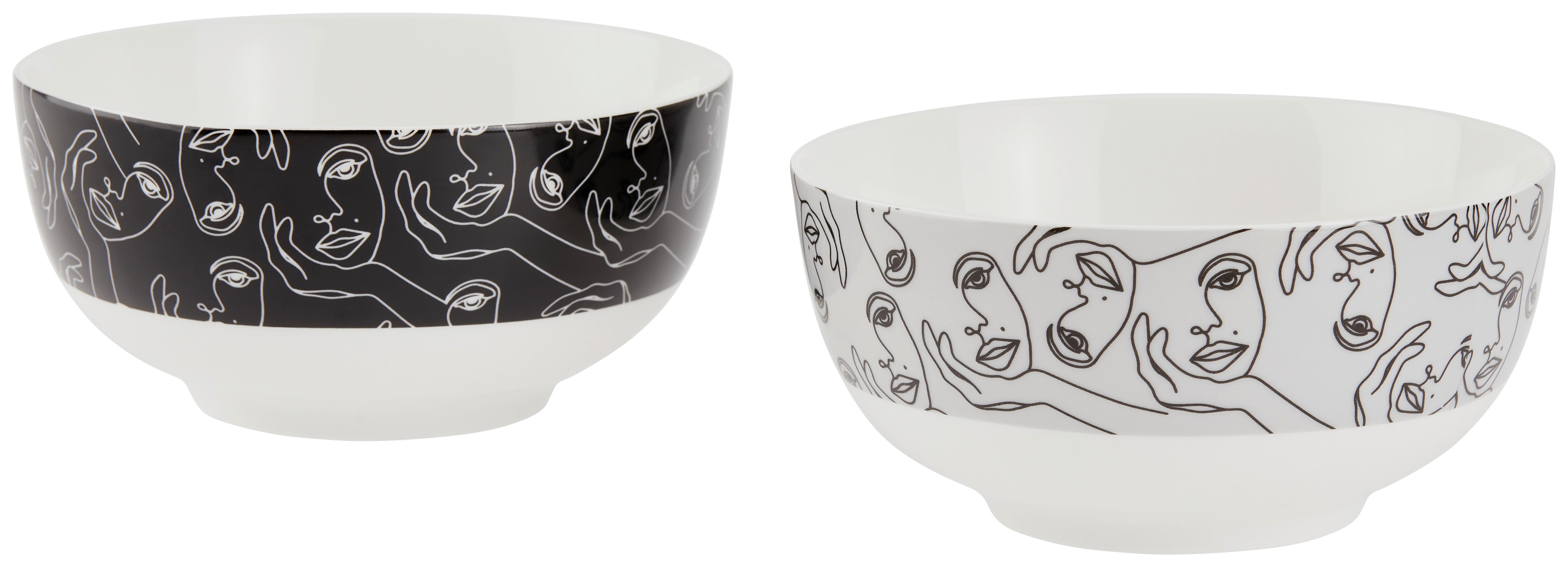 Müzlis Tál Kb. 600ml - fekete/fehér, Modern, kerámia (13,8/6,6cm) - Luca Bessoni
