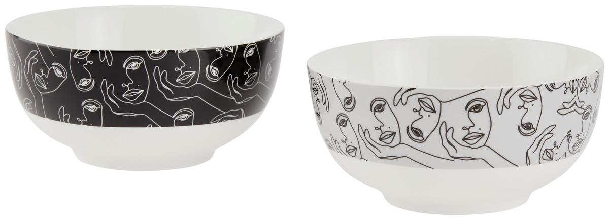 Müzlis Tál Kb. 600ml - fekete/fehér, Modern, kerámia (13,8/6,6cm) - Luca Bessoni
