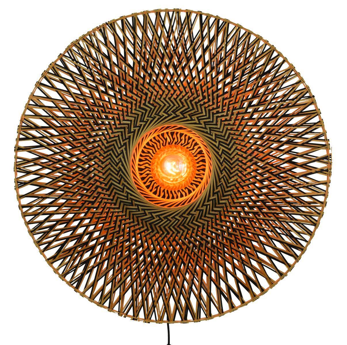 Wandleuchte Bali 1-Flammig mit Schnurschalter - Hellbraun/Schwarz, Natur, Naturmaterialien/Metall (87/20cm) - Good & Mojo