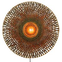 Wandleuchte Bali 1-Flammig mit Schnurschalter - Hellbraun/Schwarz, Natur, Naturmaterialien/Metall (87/20cm) - Good & Mojo