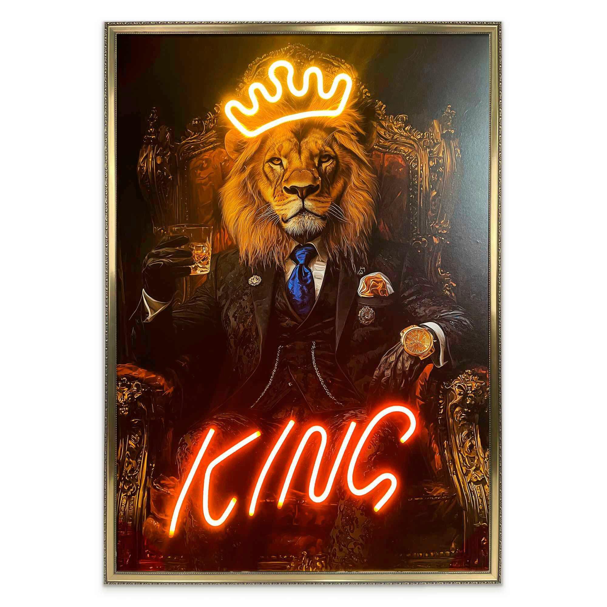Bild Neon Gold King Lion - Schwarz, Basics, Holzwerkstoff/Kunststoff (70/100/3,5cm)