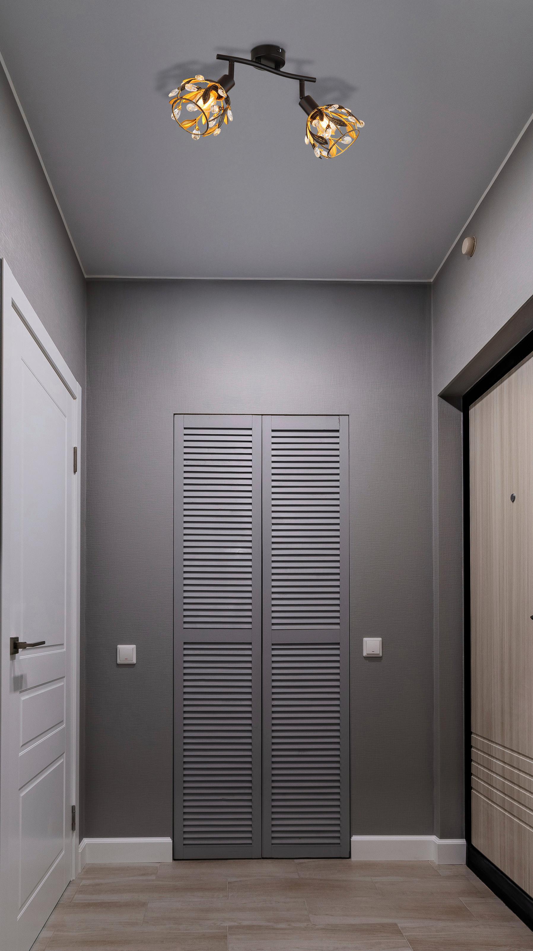 Strahler Mika L: 25 Cm Klar Schwarz Goldfarben - Klar/Goldfarben, Basics, Kunststoff/Metall (25/12/15,5cm) - Globo