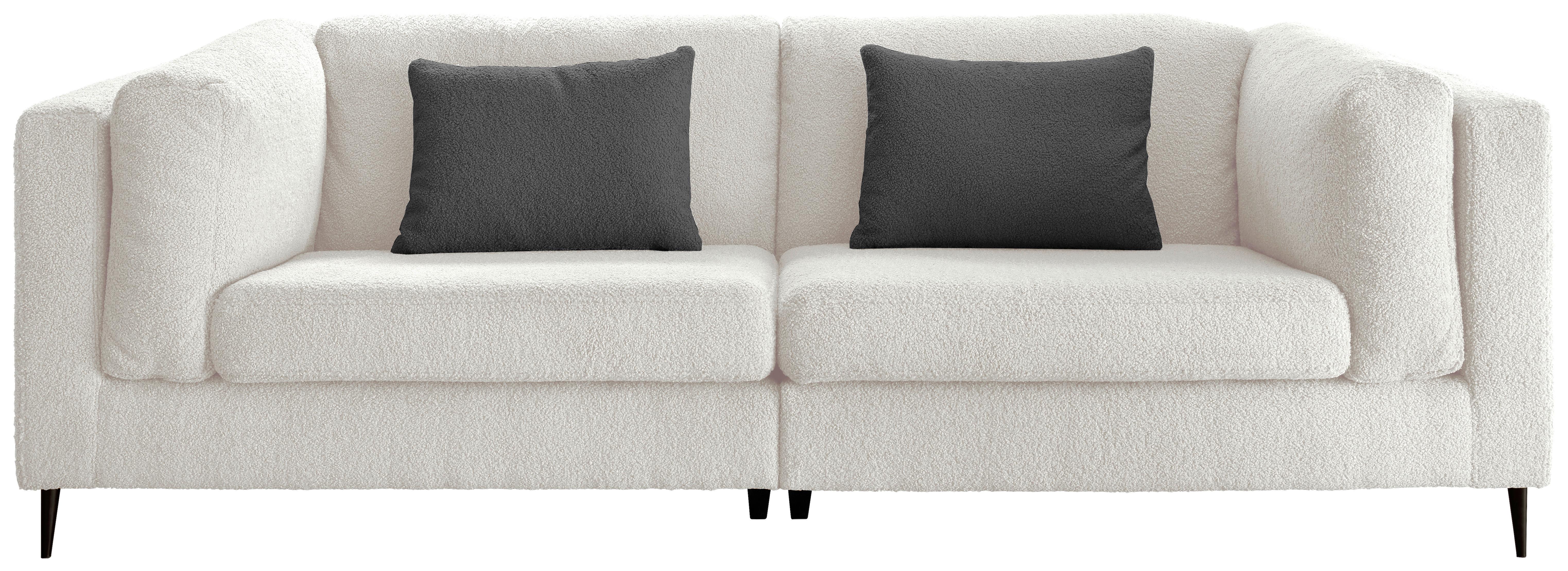 3-Sitzer-Sofa Roma Weiß Teddystoff - Anthrazit/Schwarz, Design, Textil (250/82/112cm) - Livetastic