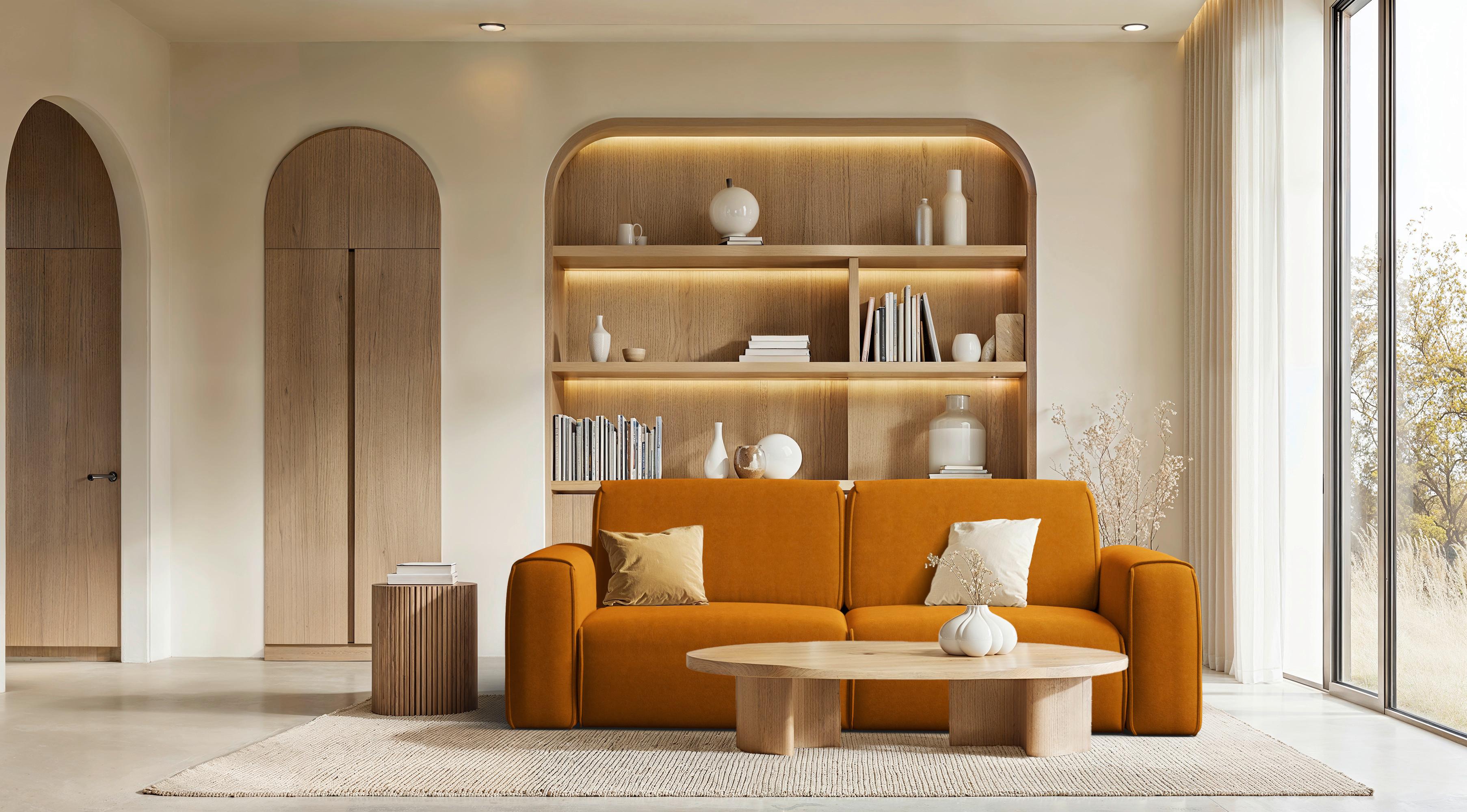 Schlafsofa Tuzzi Orange B: 252cm - Schwarz/Orange, Basics, Textil (252/94/105cm) - Livetastic