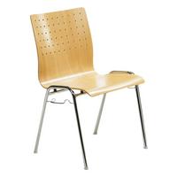 Besucherstuhl My Arcado Stapelbar Buchef. teilmassiv - Chromfarben/Buchefarben, Basics, Holz/Metall (53/83/54cm) - MID.YOU