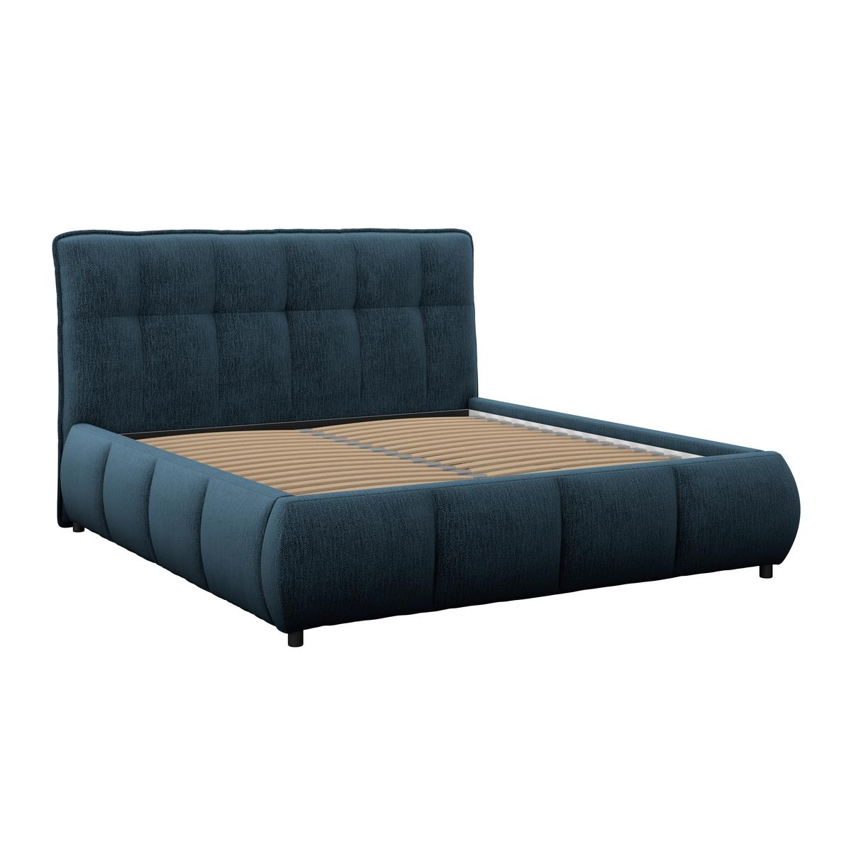 Polsterbett LIMO Dunkelblau 140x200 cm - Schwarz/Dunkelblau, KONVENTIONELL, Holz/Holzwerkstoff (140/200cm) - James Wood
