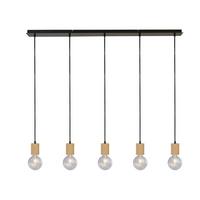 Hängeleuchte 50212-5na - Schwarz/Naturfarben, Natur, Holz/Metall (10/9/115cm)
