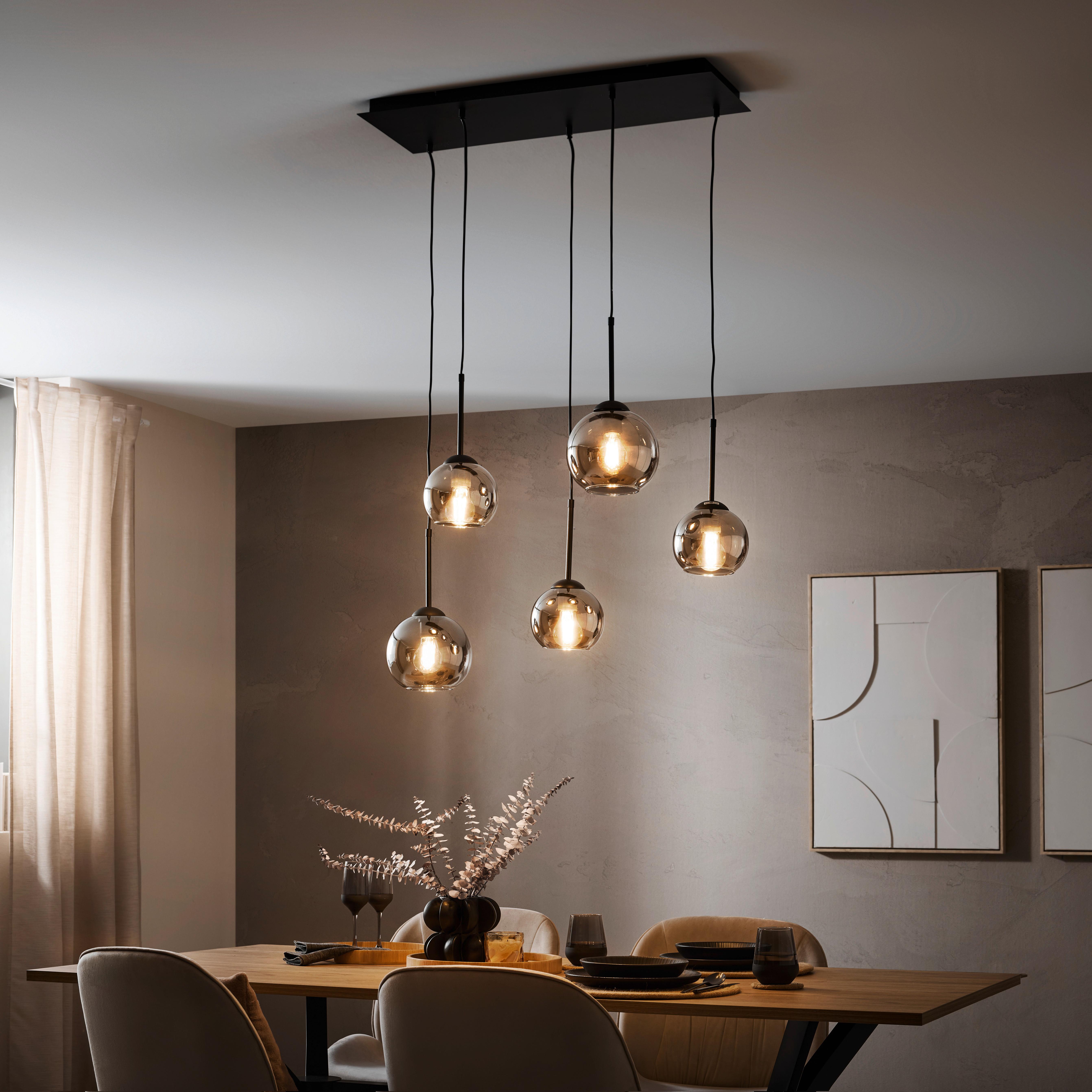 Závěsné svítidlo LUFOO - černá/barvy chromu, Moderní, kov/sklo (75/25/120cm) - Premium Living