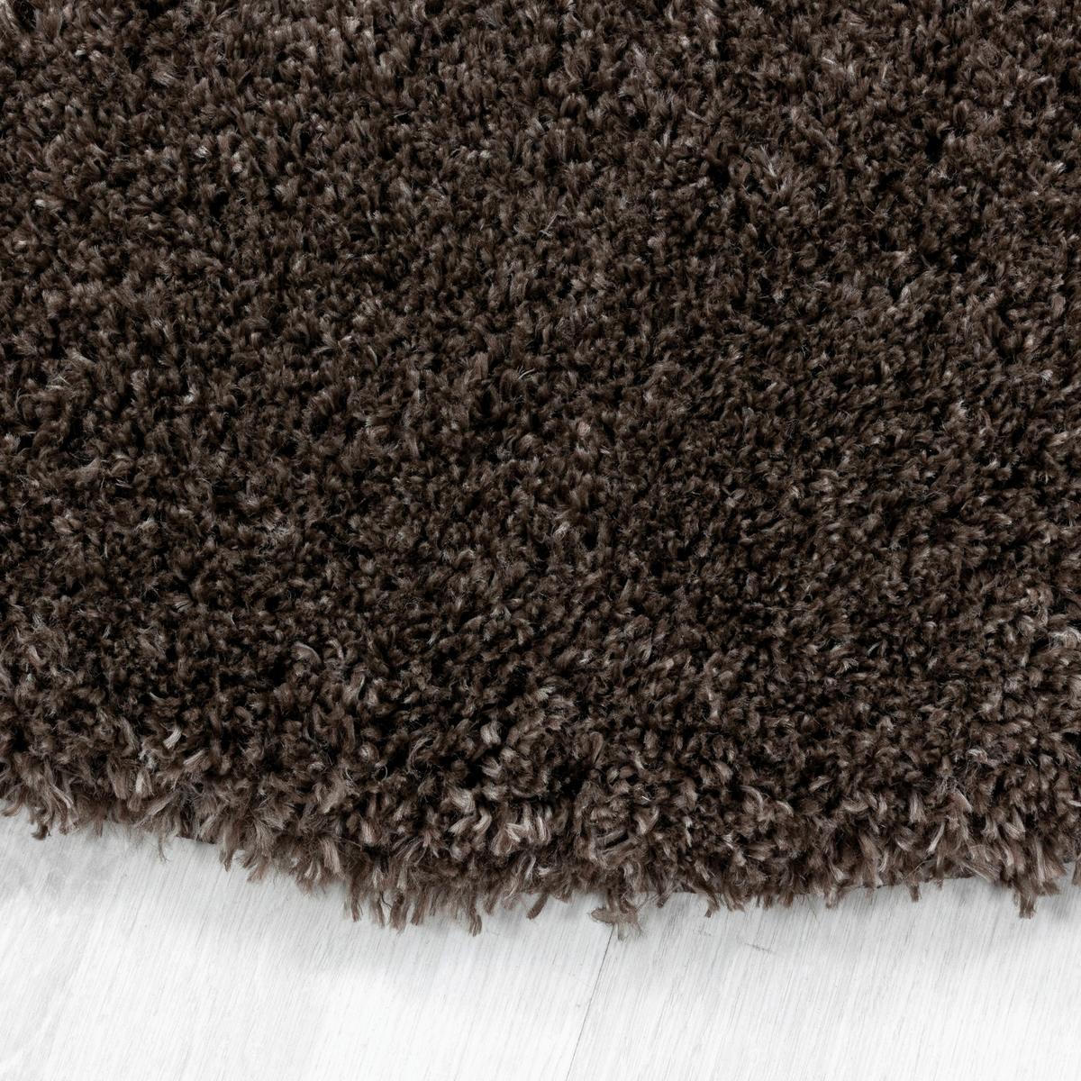 Hochflor Teppich Braun Naturfaser Fluffy Ø 80 Cm - Braun, Basics, Textil (80cm)