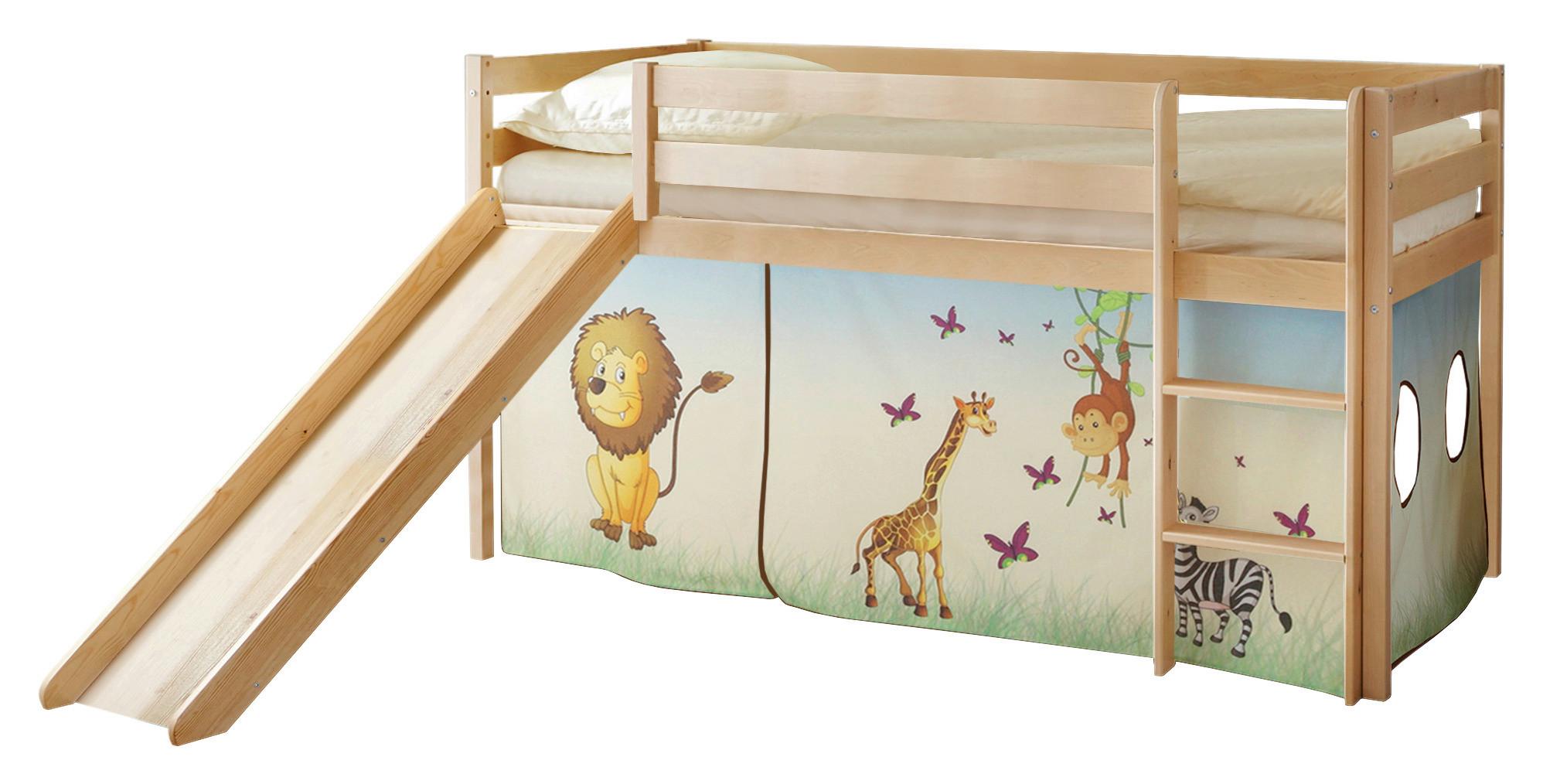 Spielbett Manuel Multicolor Kiefer Massiv 90 Cm Leiter - Multicolor/Kieferfarben, Natur, Holz (90/200cm) - MID.YOU