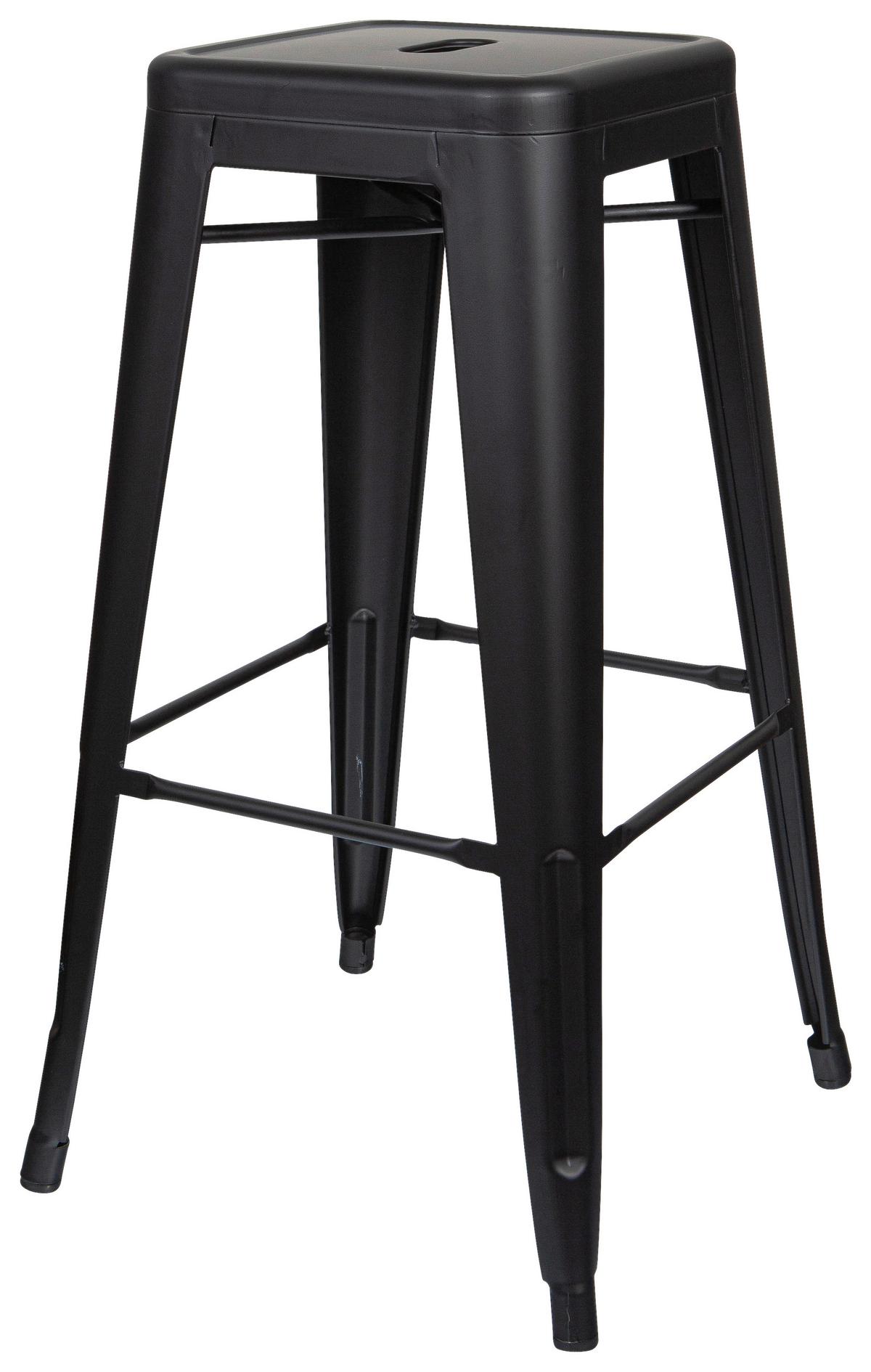 Barhocker Vantaggio High Brush stapelbar Schwarz bis 150 kg - Schwarz, Basics, Metall (44/77/44cm) - MID.YOU