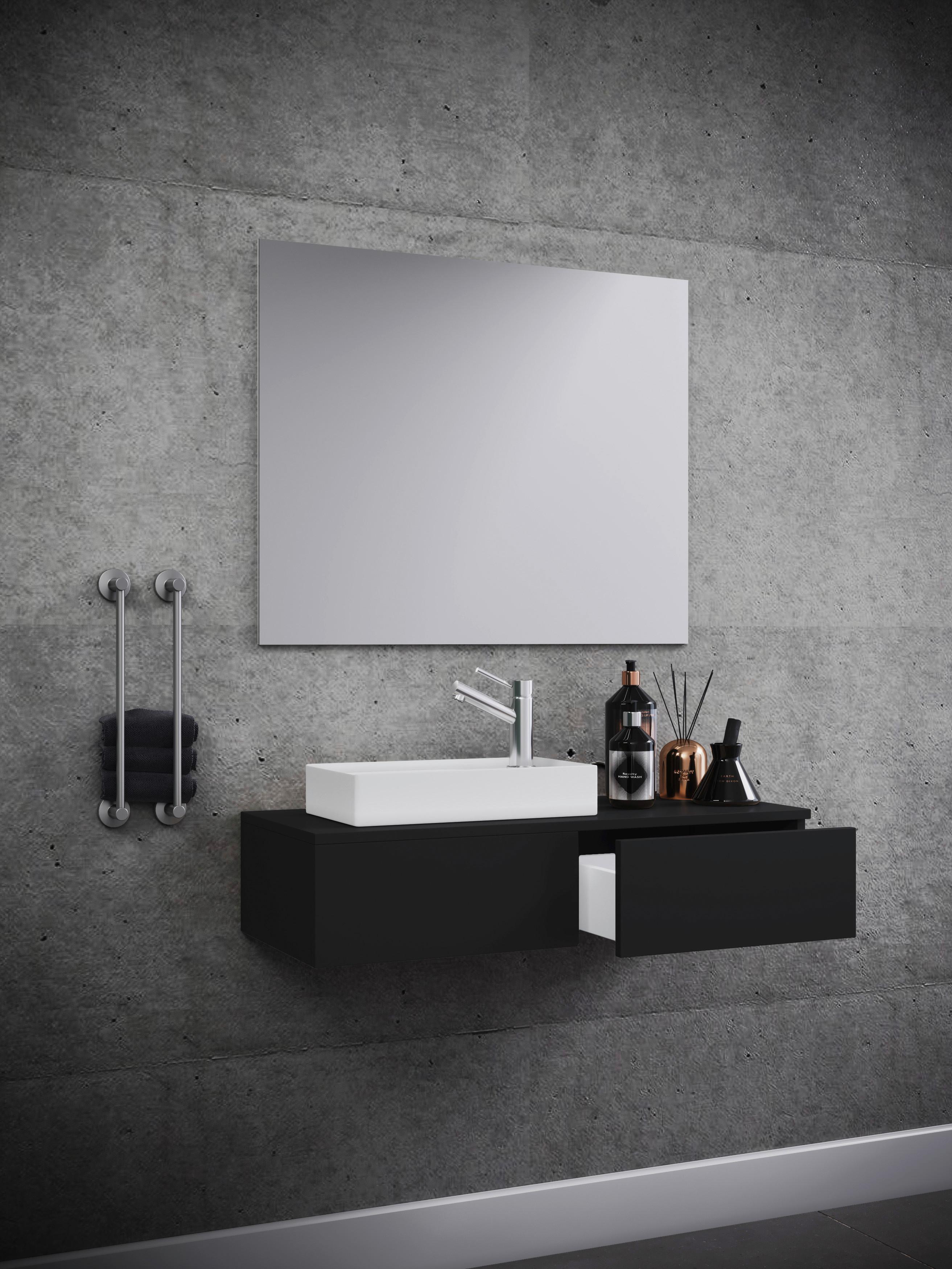 Badezimmer Gudas Schwarz B: 85 cm - Schwarz/Weiß, MODERN, Keramik/Holzwerkstoff (85cm) - MID.YOU