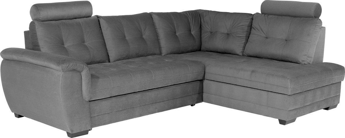 Ecksofa mit Schlaffunktion + Bettkasten Falco, Webstoff - Dunkelbraun/Hellgrau, KONVENTIONELL, Textil (251/183cm) - Ondega