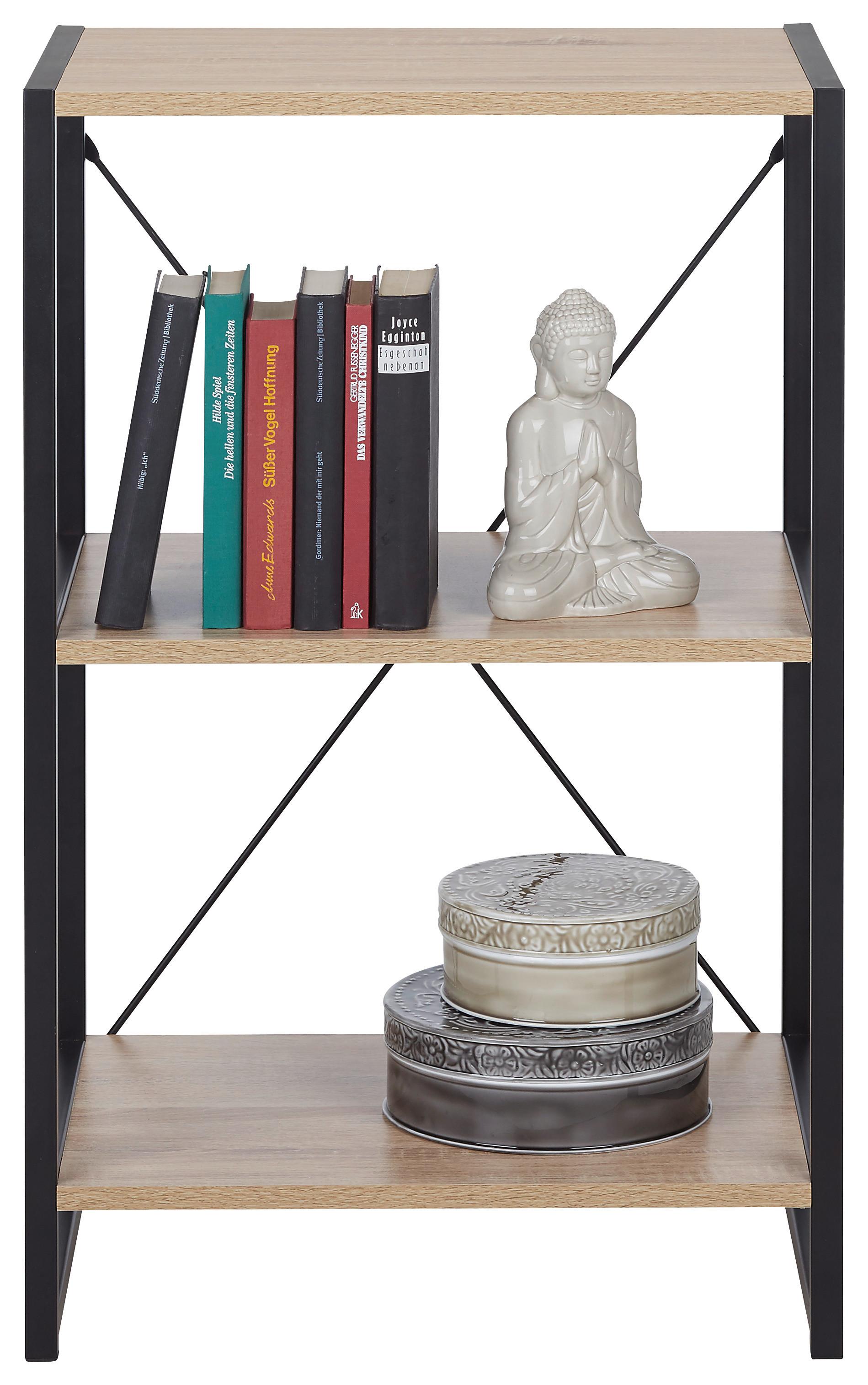 Regál Bono - čierna/dub sonoma, Moderný, kov/kompozitné drevo (50/79,2/35cm) - Modern Living