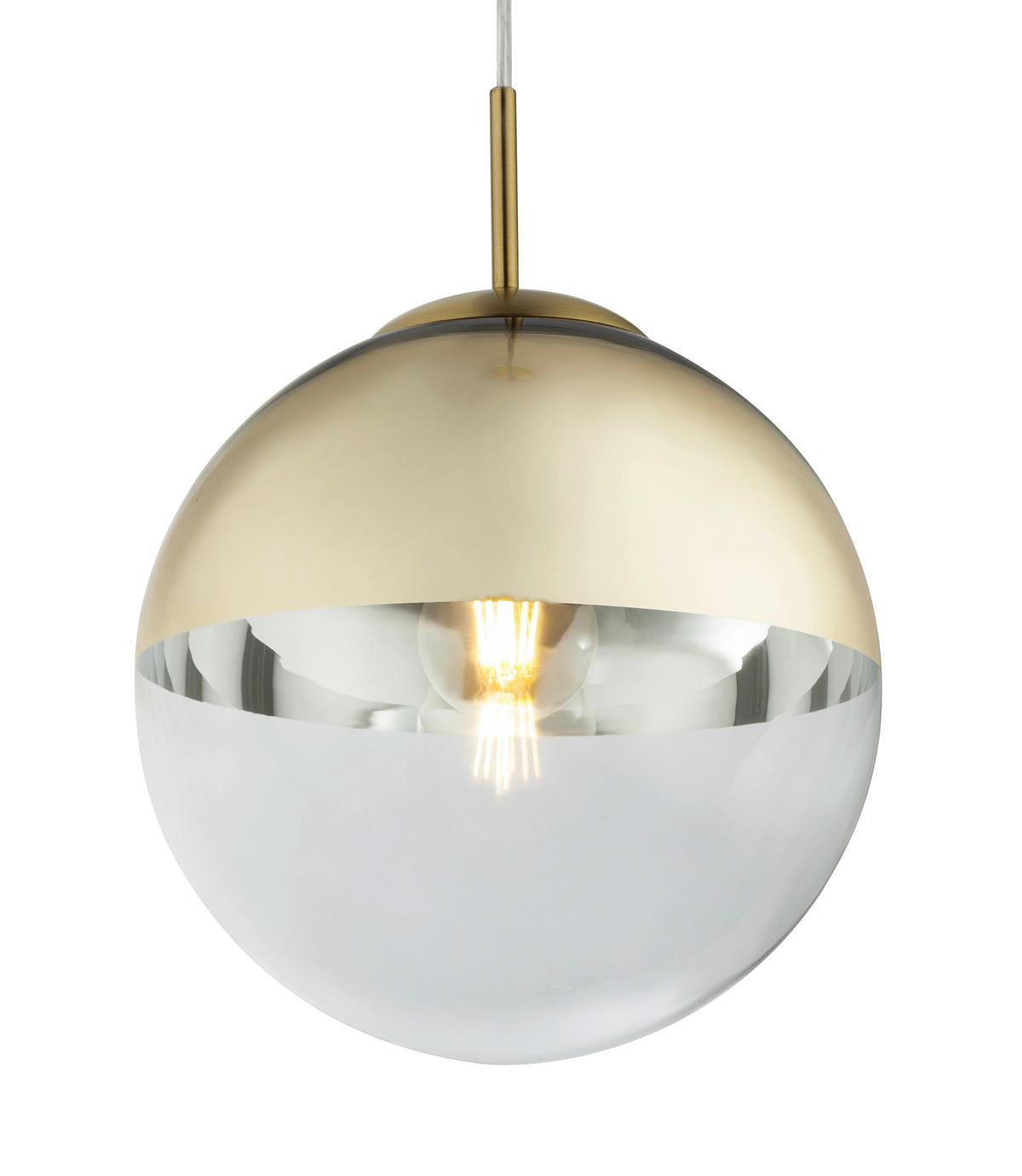 Hängeleuchte H: 120 cm 1-Flammig - Transparent/Goldfarben, Design, Glas/Metall (25/120cm) - Globo