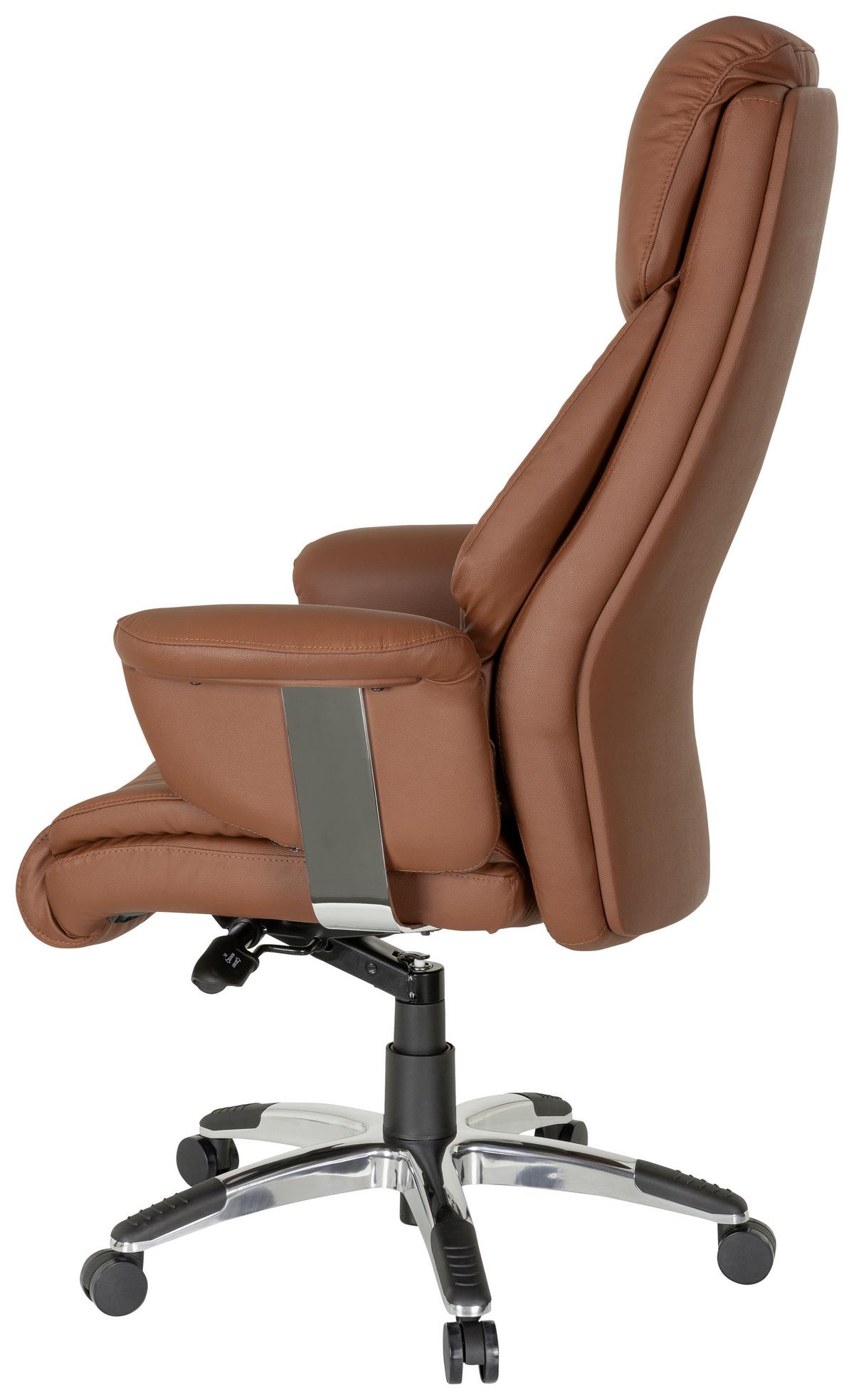 Chefsessel Prado Braun - Chromfarben/Braun, MODERN, Leder/Kunststoff (63/140/52cm) - MID.YOU