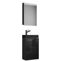 Gästebad Slito Bl - Schwarz, MODERN, Glas/Keramik (41cm) - MID.YOU