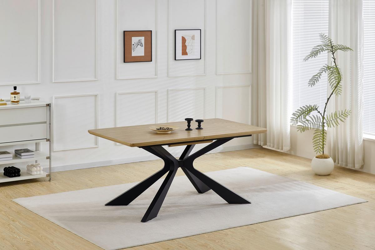 Esstisch Lulea Eichefarben/SchwaezL:160-210cm - Eichefarben/Schwarz, MODERN, Holz/Holzwerkstoff (160/210/90/76cm) - P & B