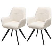 Armlehnstuhl Kimberly Beige/schwarz 2-Er Set - Beige/Schwarz, LIFESTYLE, Textil/Metall (57/84/60cm) - MID.YOU