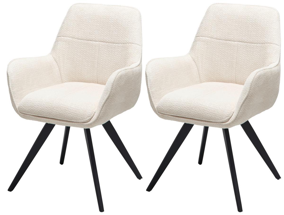 Armlehnstuhl Kimberly Beige/schwarz 2-Er Set - Beige/Schwarz, LIFESTYLE, Textil/Metall (57/84/60cm) - MID.YOU